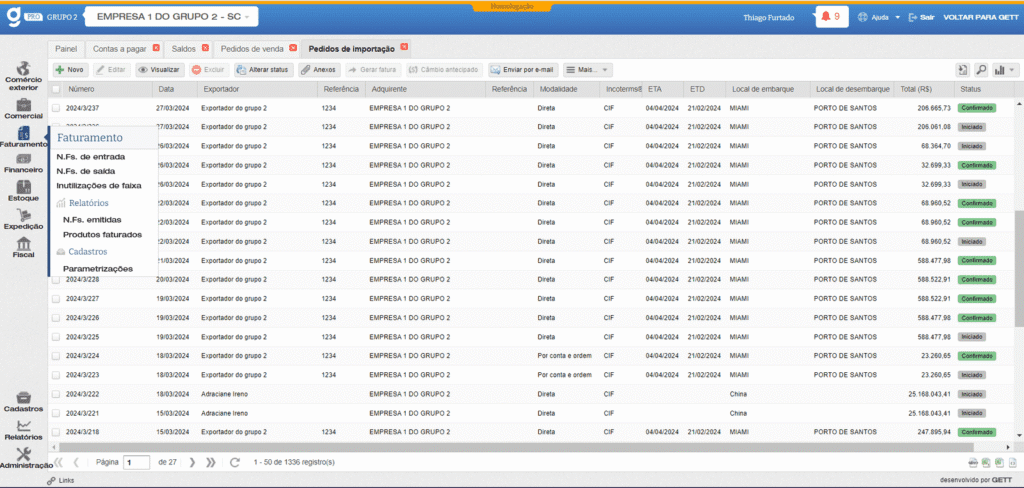Melhorar a precificação de produtos importados e evitar prejuízos exige muito mais do que o levantamento de todos os custos envolvidos e da definição da margem de lucro, exige o uso de um software especializado capaz de fazer a gestão de cada etapa da operação, desde a correta classificação fiscal até a disponibilização da mercadoria nas instalações do importador.A boa notícia é que o software de importação da Gett faz a gestão completa de sua operação de importação e ainda oferece o controle de seu estoque, de seus pedidos de venda nacional, de seu financeiro e muito mais.