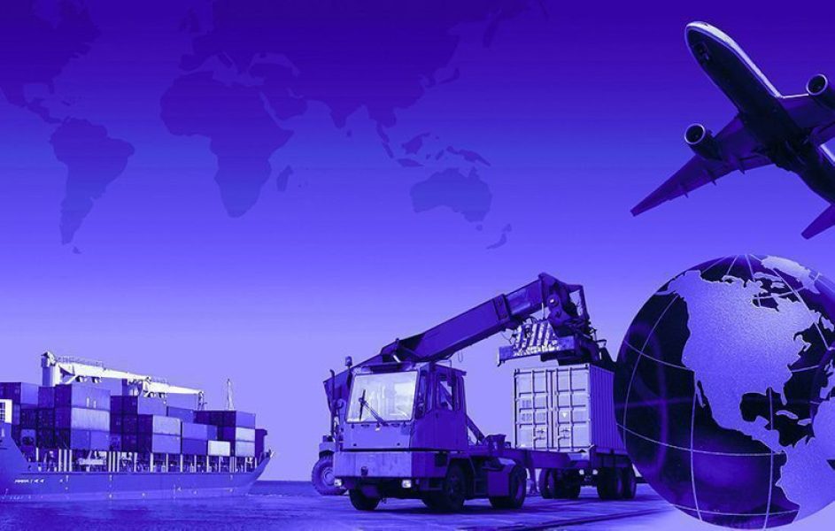 Caminhão ao lado de um navio e um globo terrestre. Acima um avião. Todas as imagens representam a crise entre Uruguai e Mercosul.