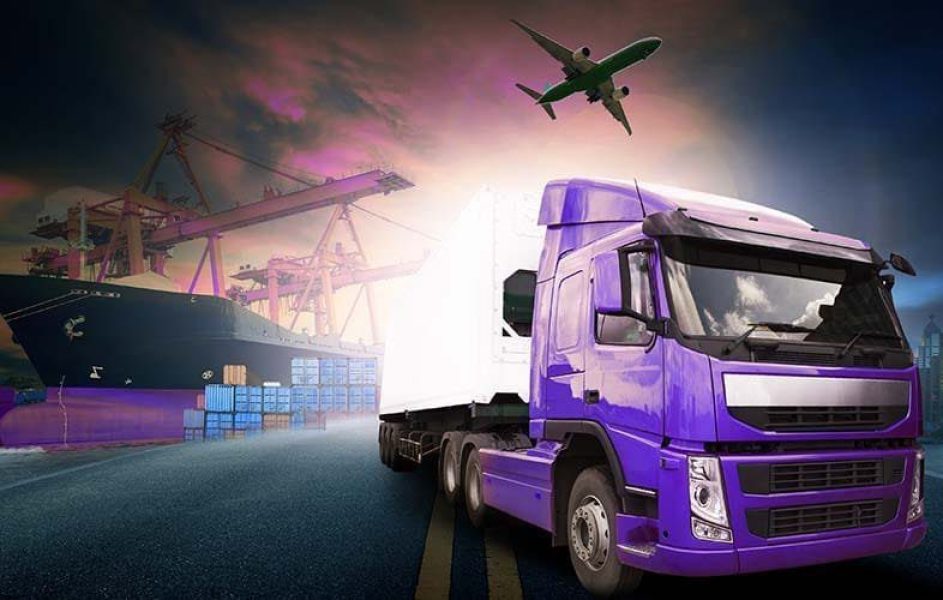 Caminhão roxo representando os tipos de importação.